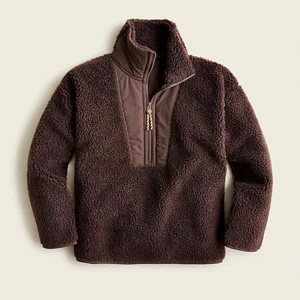 J Crew Teddy Sherpa Half-Zip Sweatshirt NWT